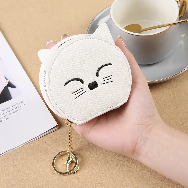 Cartoon cat women's handbag in horizontal square shape, eight colour options, PU material, includes wallet