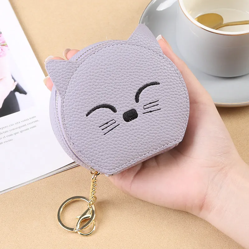 Cartoon cat women's handbag in horizontal square shape, eight colour options, PU material, includes wallet