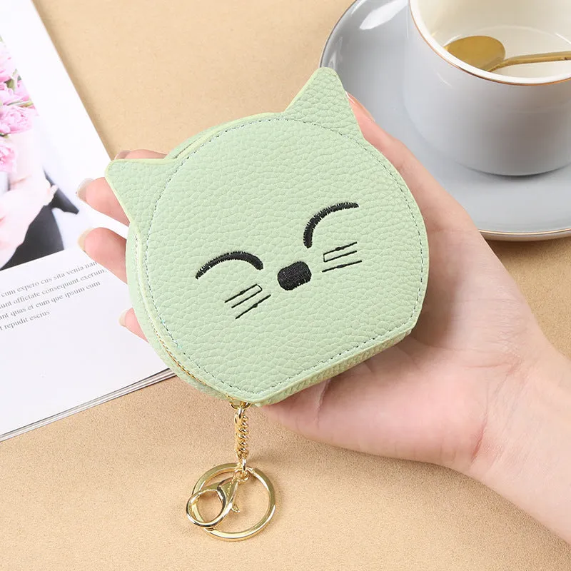 Cartoon cat women's handbag in horizontal square shape, eight colour options, PU material, includes wallet
