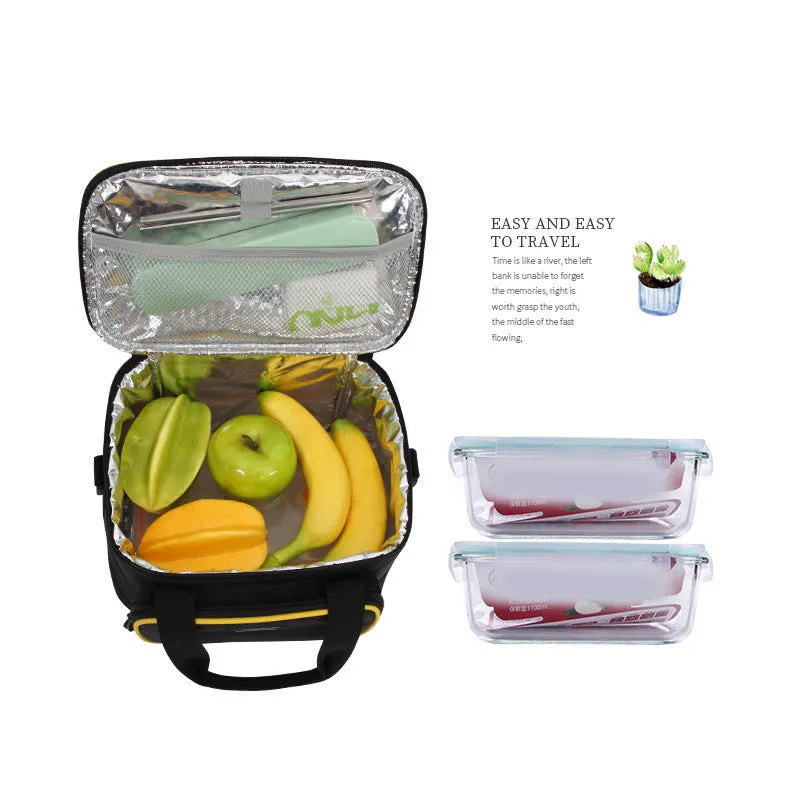 Large insulated crossbody lunch bag in Oxford cloth, green colour, with foldable design