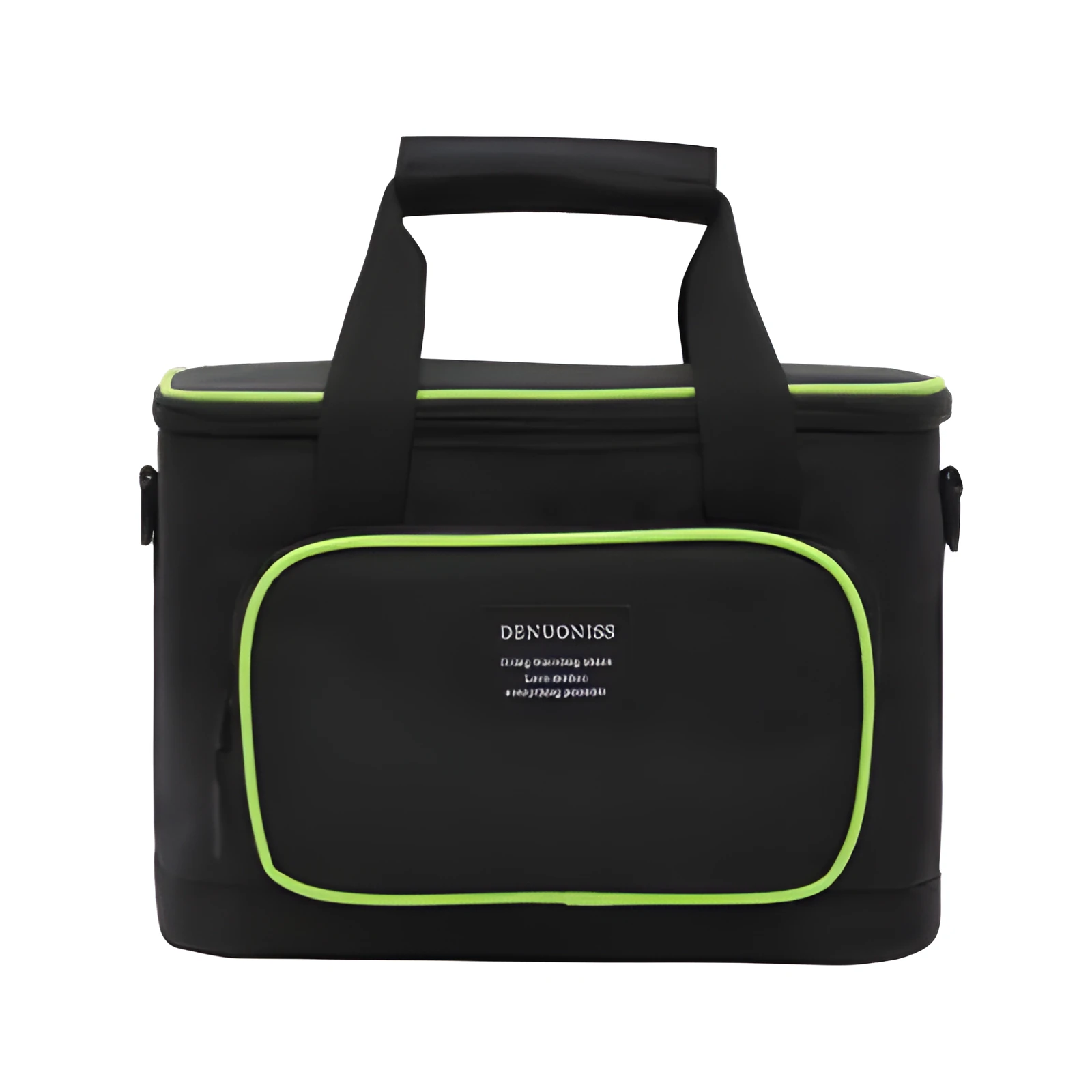 Large insulated crossbody lunch bag in Oxford cloth, green colour, with foldable design