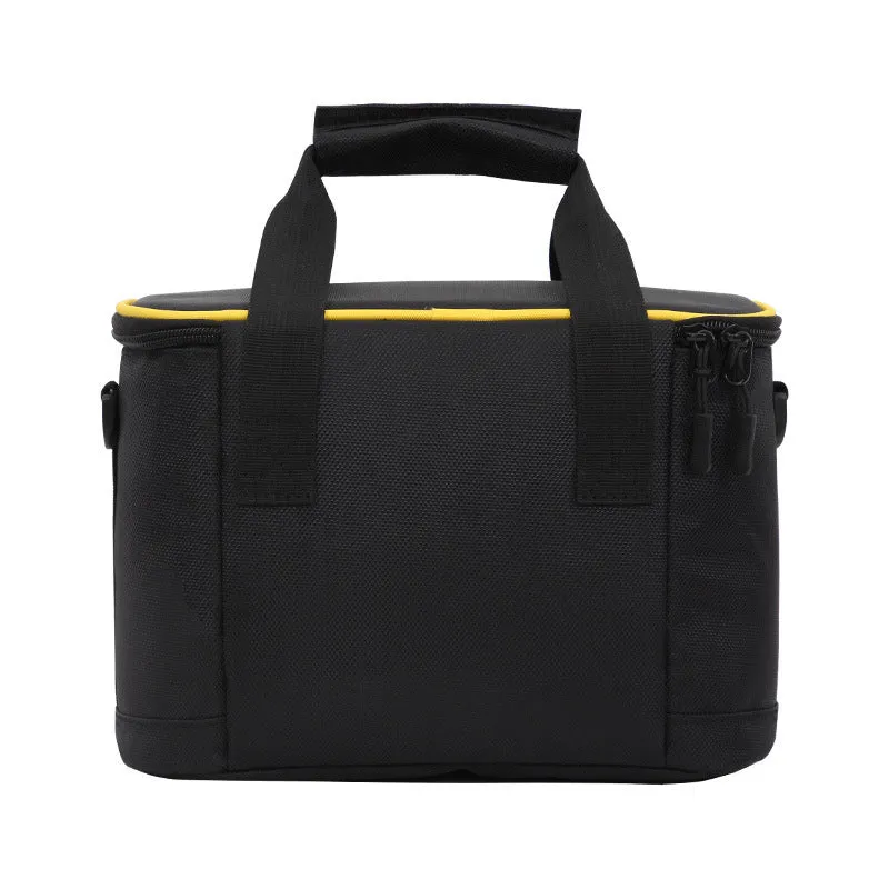 Large insulated crossbody lunch bag in Oxford cloth, green colour, with foldable design