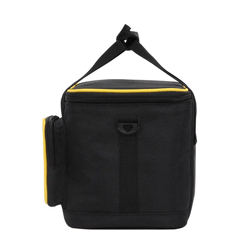 Large insulated crossbody lunch bag in Oxford cloth, green colour, with foldable design