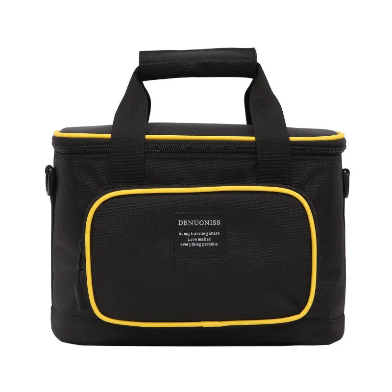 Large insulated crossbody lunch bag in Oxford cloth, green colour, with foldable design