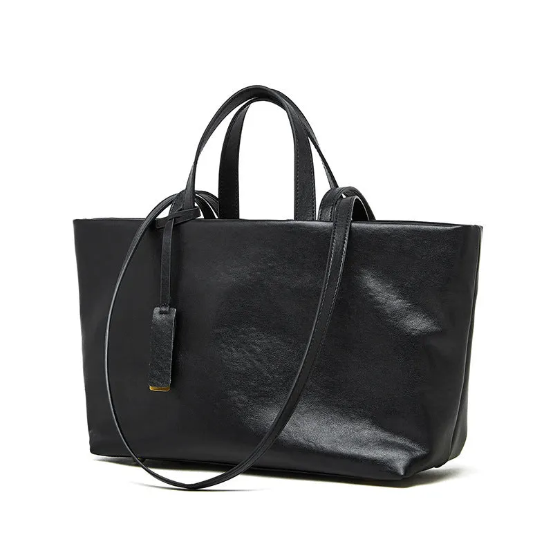 Genuine leather women's underarm shoulder bag in brown, 32x13x22cm, with sewing line detail