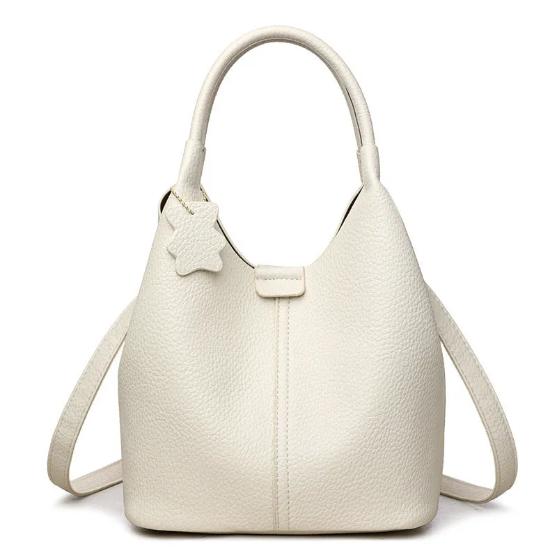 New all-match tote crossbody bag in soft PU leather with double shoulder straps, sandwich pocket, in khaki colour
