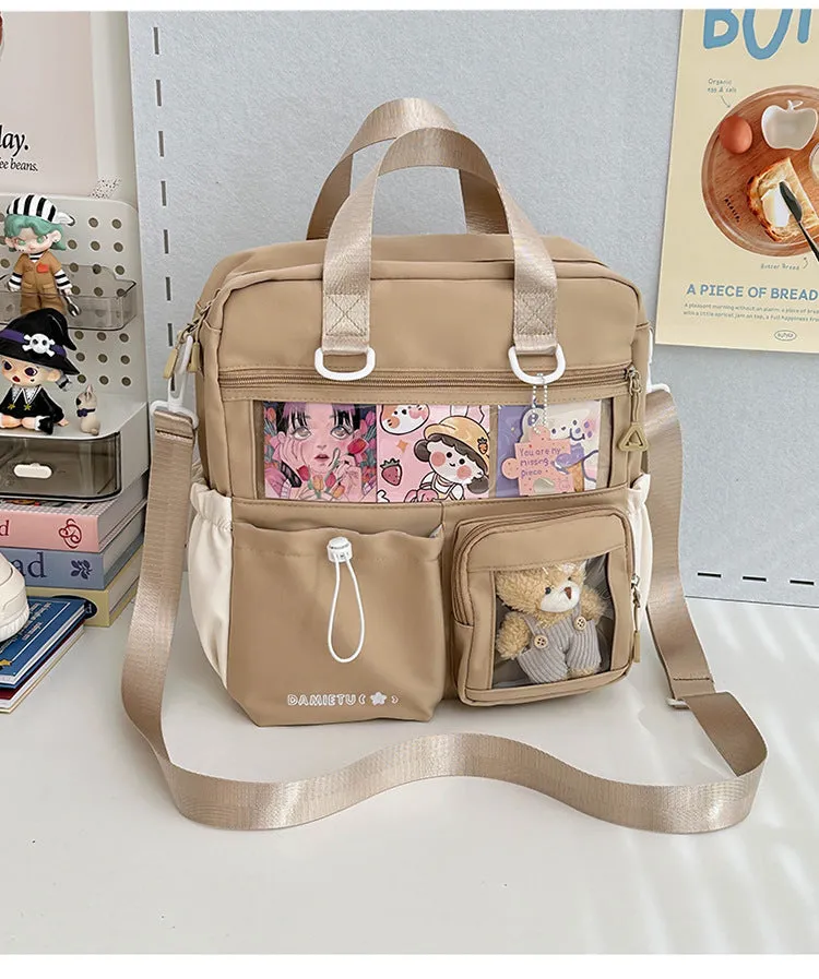 Waterproof nylon backpack in solid colour with sewing thread detail, 33x30x14cm, holds 15.6-inch laptop