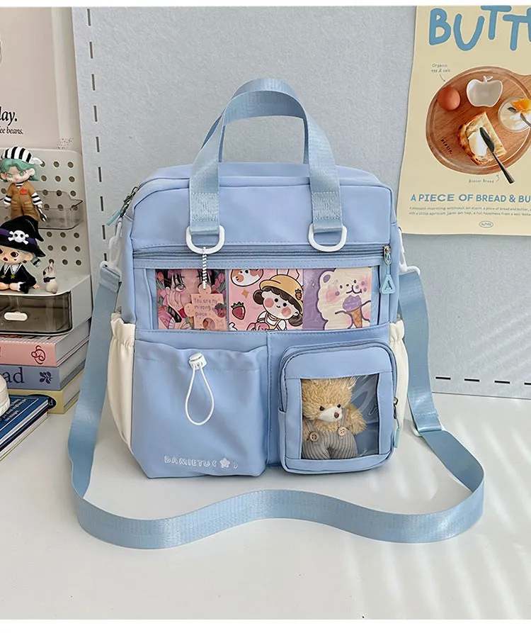 Waterproof nylon backpack in solid colour with sewing thread detail, 33x30x14cm, holds 15.6-inch laptop