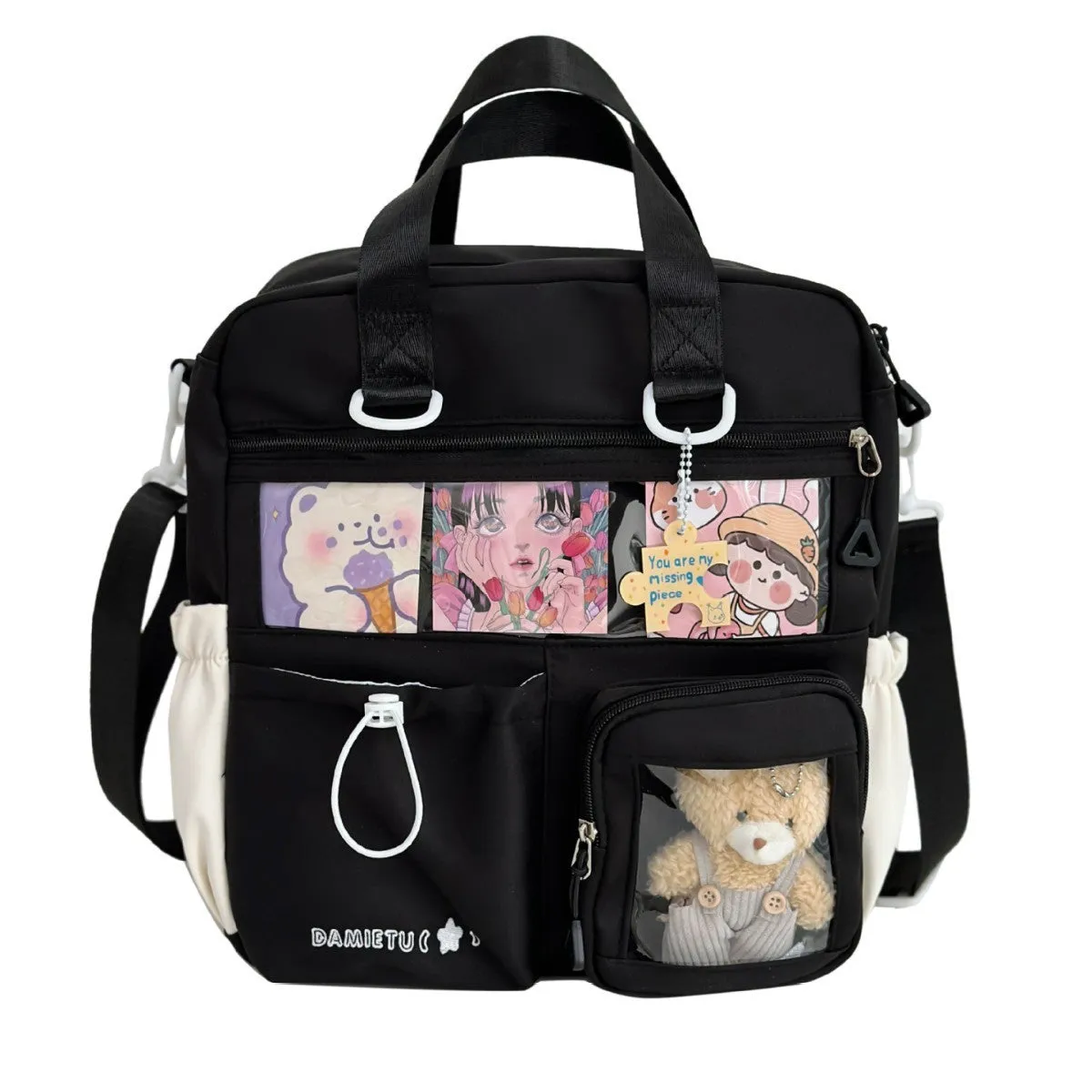 Waterproof nylon backpack in solid colour with sewing thread detail, 33x30x14cm, holds 15.6-inch laptop