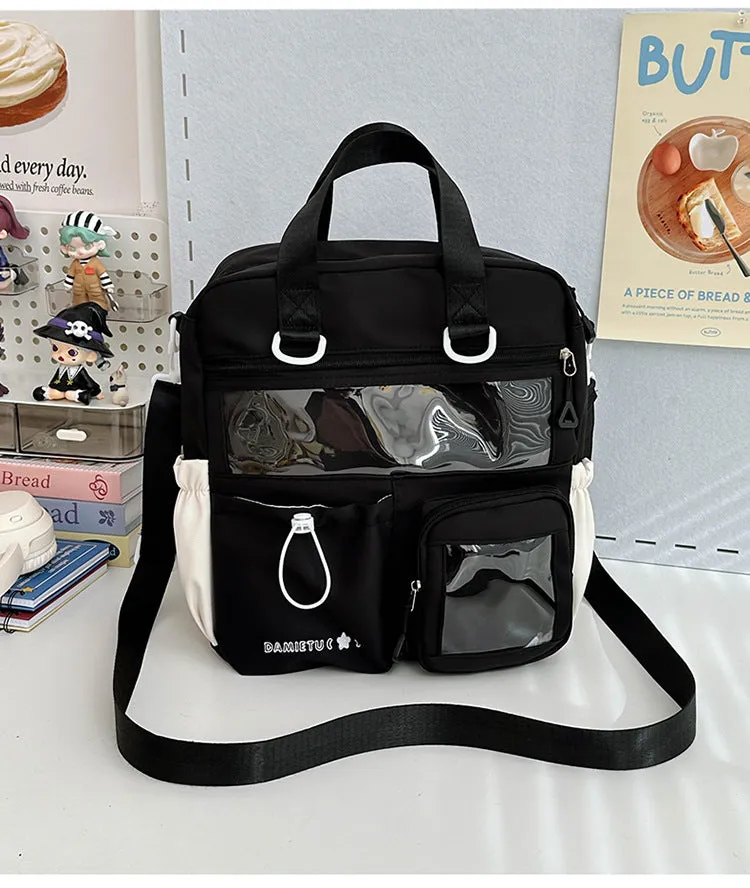 Waterproof nylon backpack in solid colour with sewing thread detail, 33x30x14cm, holds 15.6-inch laptop