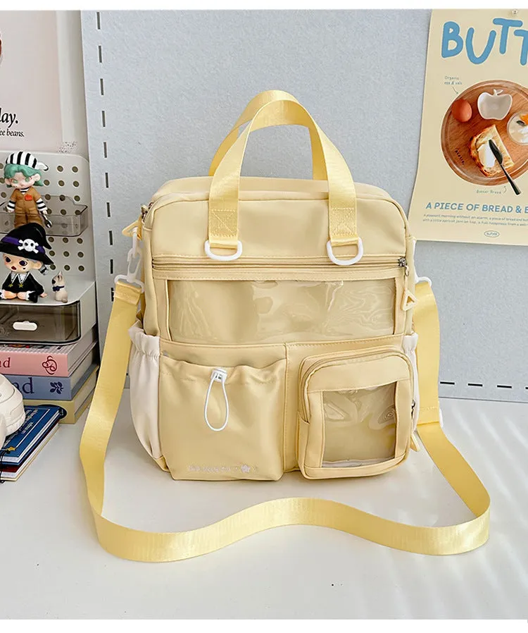 Waterproof nylon backpack in solid colour with sewing thread detail, 33x30x14cm, holds 15.6-inch laptop