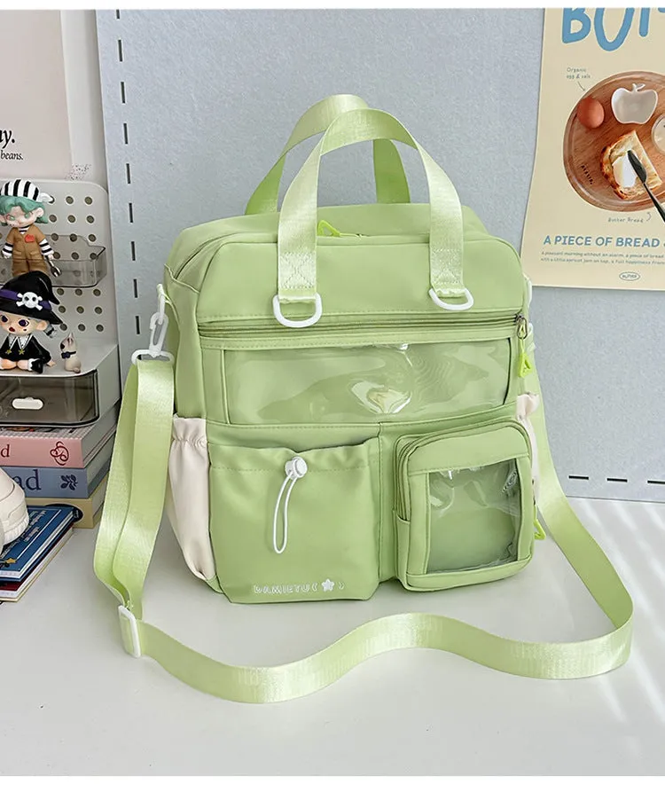 Waterproof nylon backpack in solid colour with sewing thread detail, 33x30x14cm, holds 15.6-inch laptop