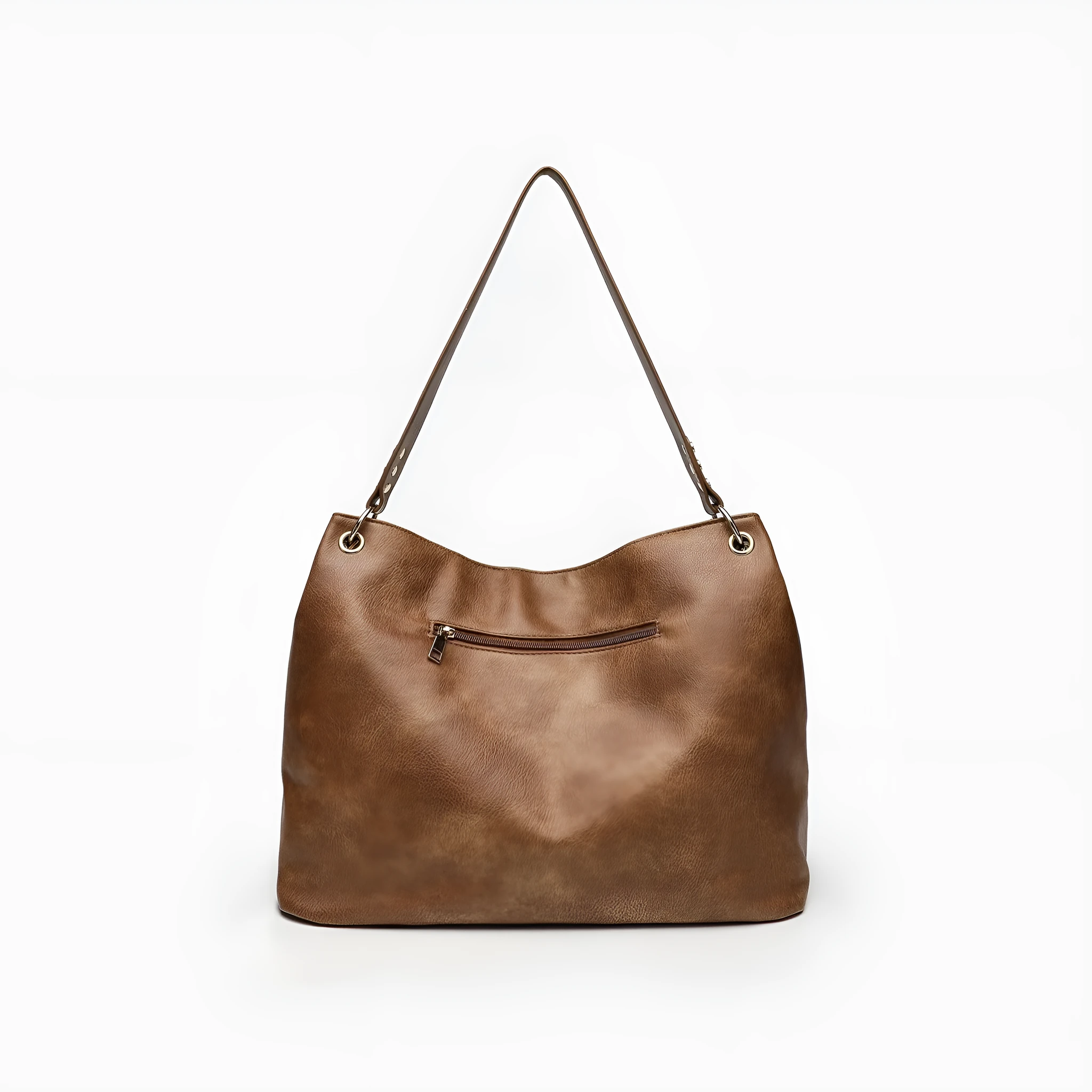 One-shoulder canvas PU stitching crossbody bag in black with horizontal square shape and open outer pocket