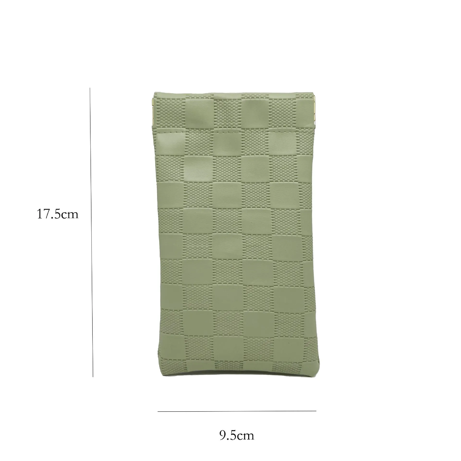 Leather glasses case with automatic snap closure in a colour option, lying flat