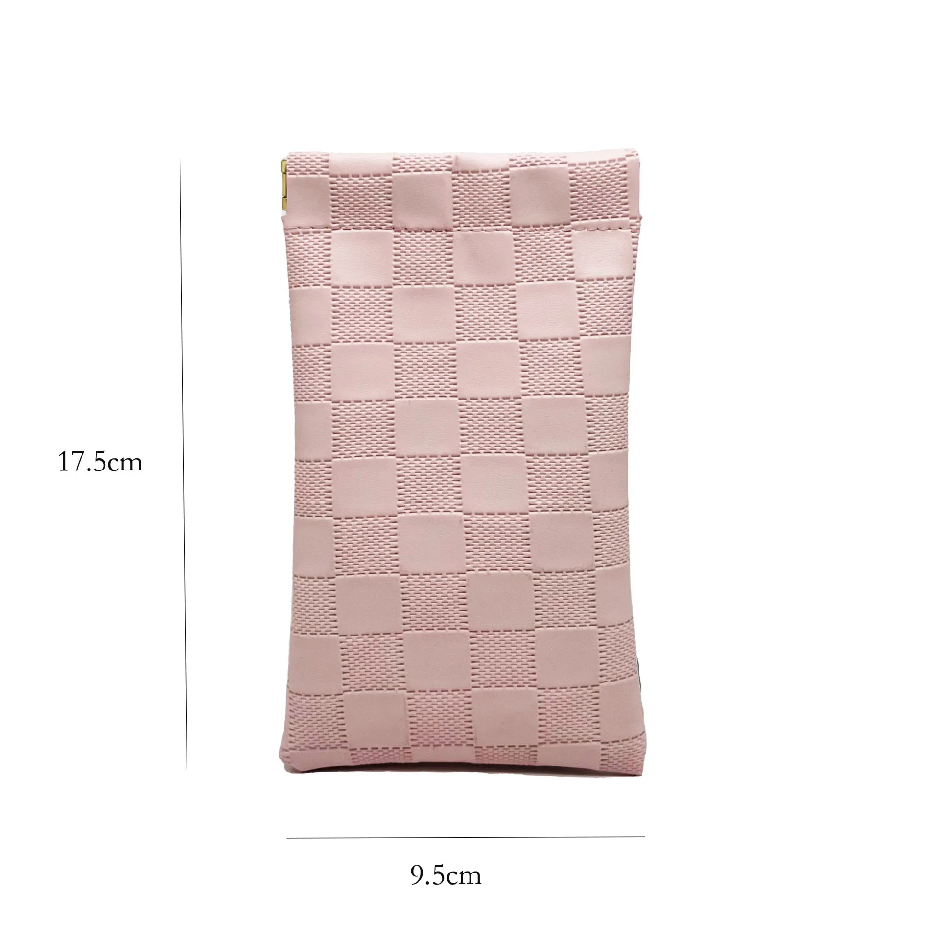 Leather glasses case with automatic snap closure in a colour option, lying flat
