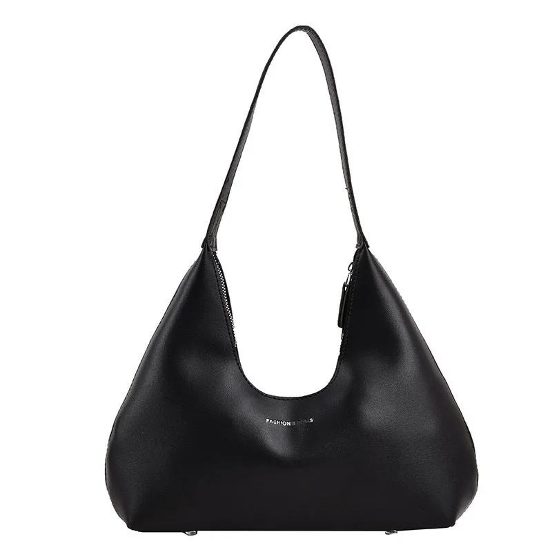 PU leather retro shoulder handbag in pillow shape with stitching details and single strap
