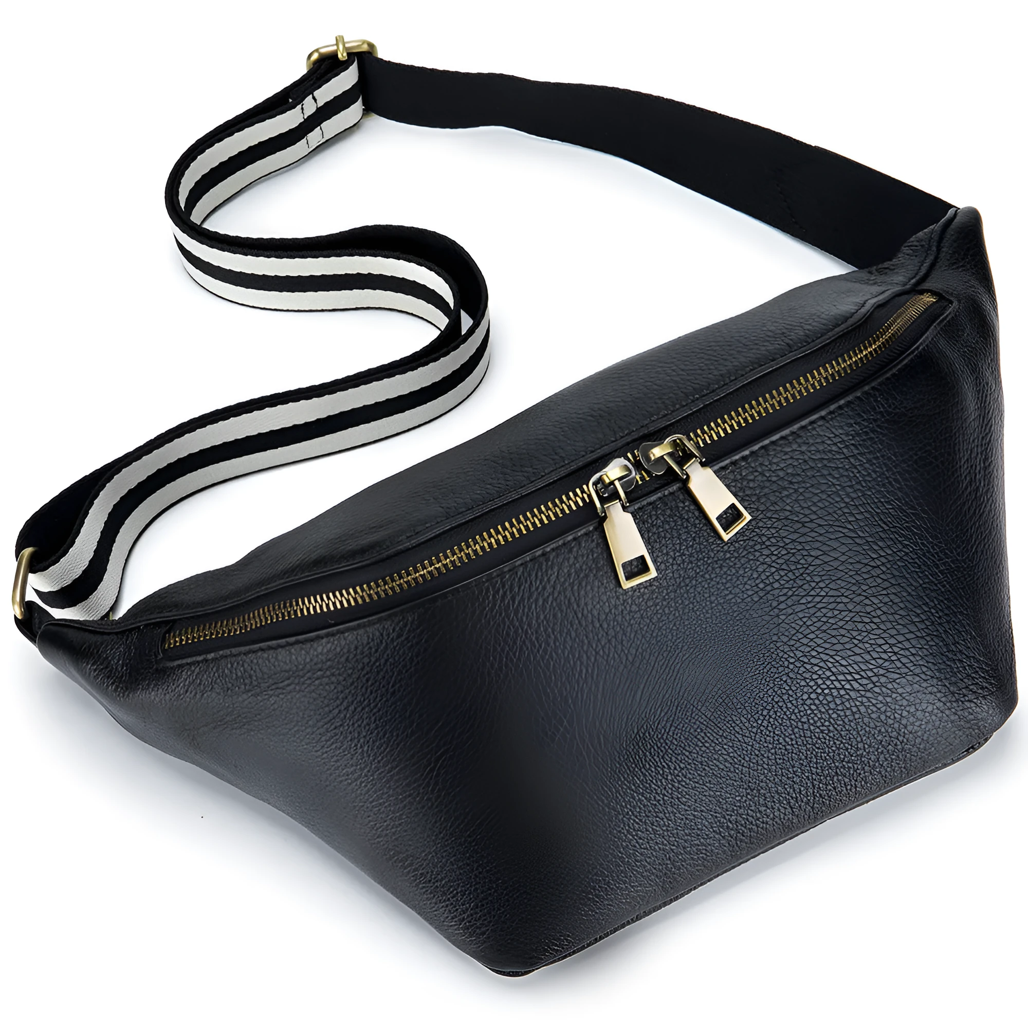 Genuine leather messenger bag waist bag first layer cowhide large capacity black brown white women casual shoulder bag