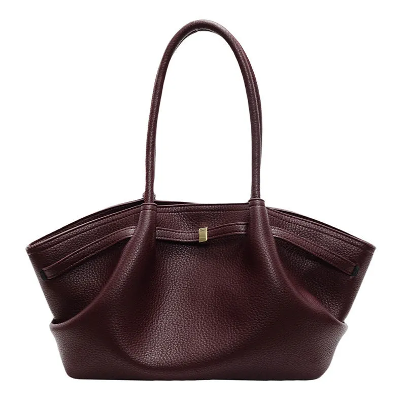 Large capacity one-shoulder underarm bag in beige, square vertical shape with sandwich pocket and sewing thread detail