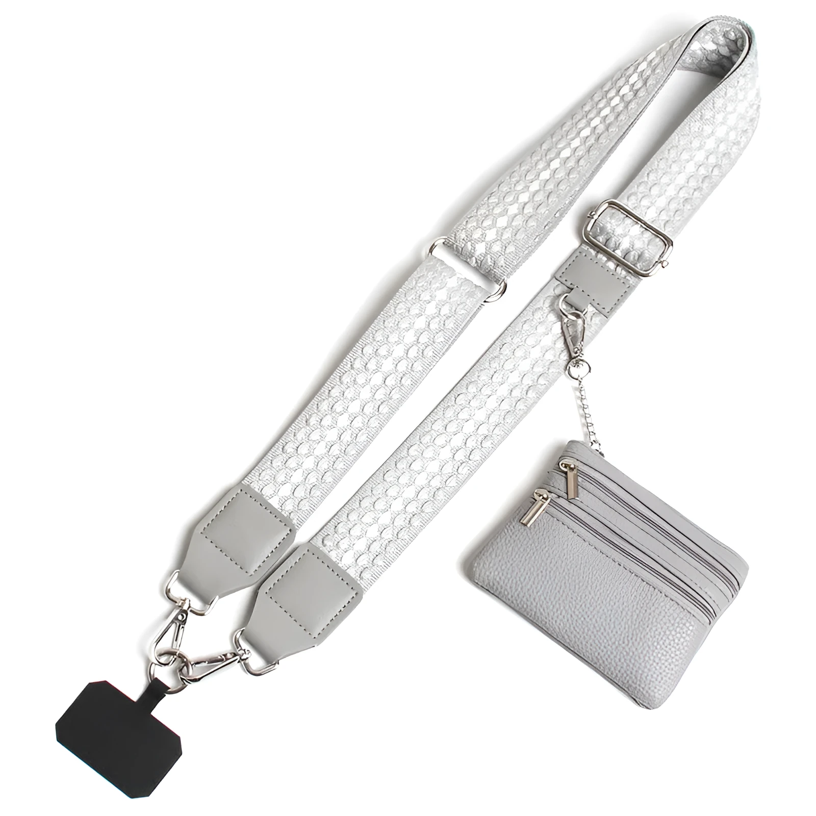 Polyester mobile phone lanyard with silk screen print in apricot colour showing long shoulder strap design