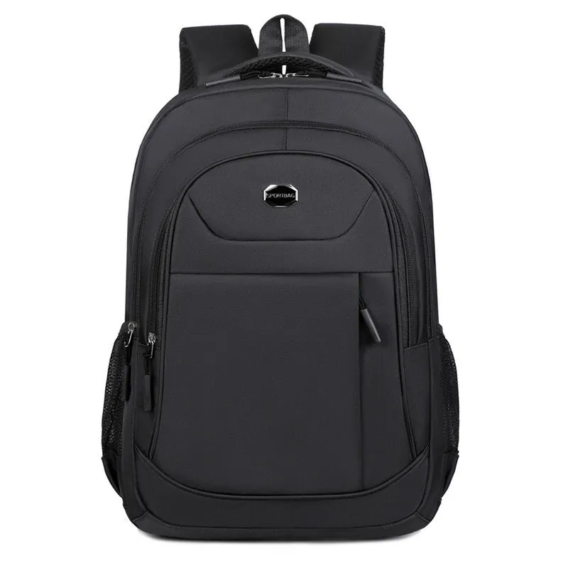 Oxford cloth college backpack with multi-layer compartments in black, blue, green, or red