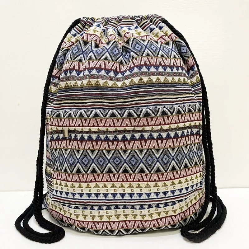 Original Simplicity lightweight literary style backpack with geometric pattern in jacquard fabric