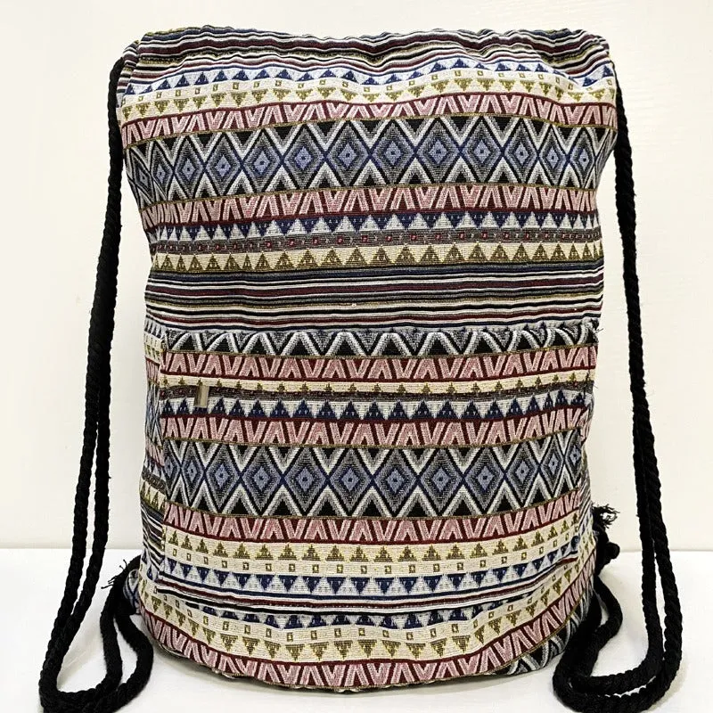 Original Simplicity lightweight literary style backpack with geometric pattern in jacquard fabric