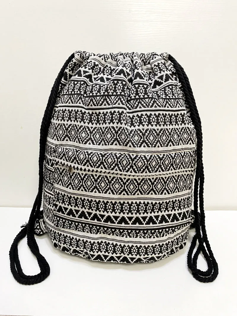 Original Simplicity lightweight literary style backpack with geometric pattern in jacquard fabric