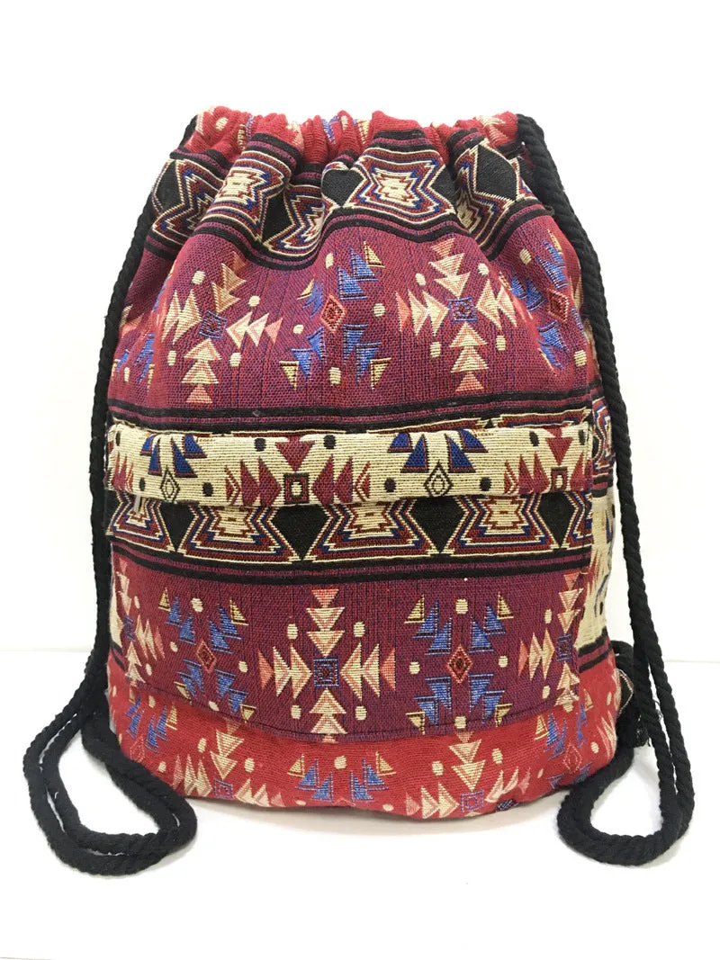 Original Simplicity lightweight literary style backpack with geometric pattern in jacquard fabric