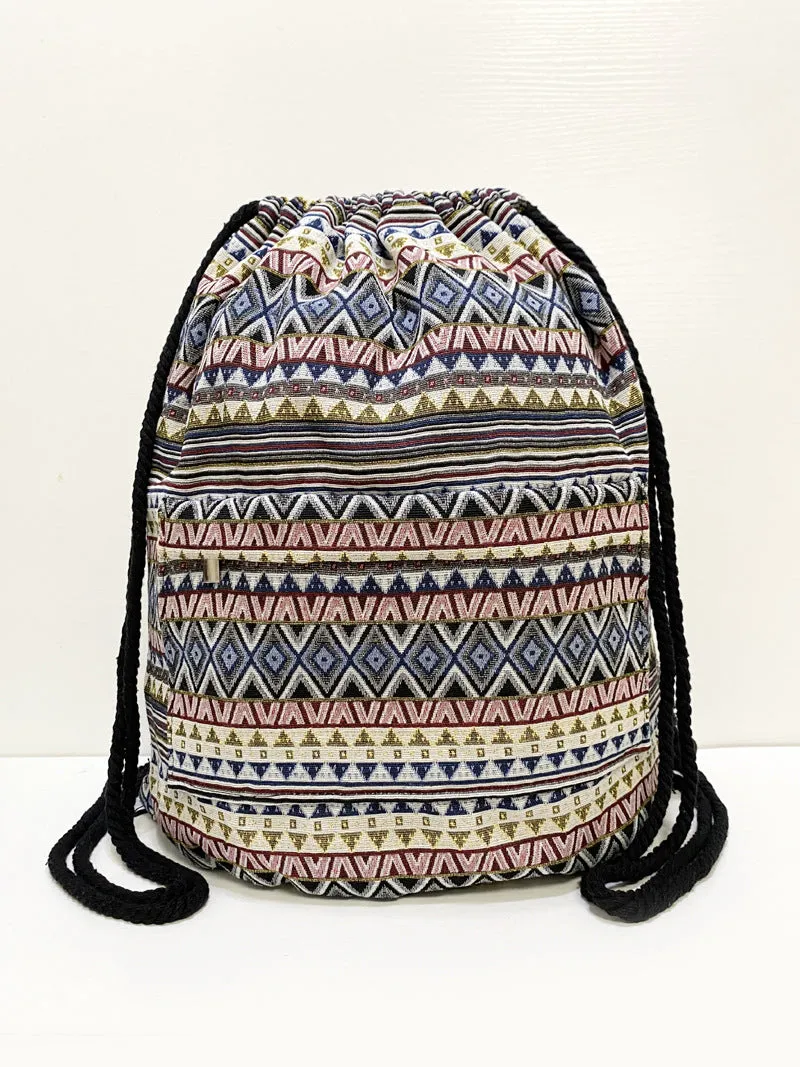 Original Simplicity lightweight literary style backpack with geometric pattern in jacquard fabric