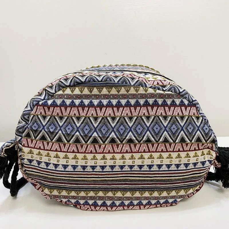 Original Simplicity lightweight literary style backpack with geometric pattern in jacquard fabric