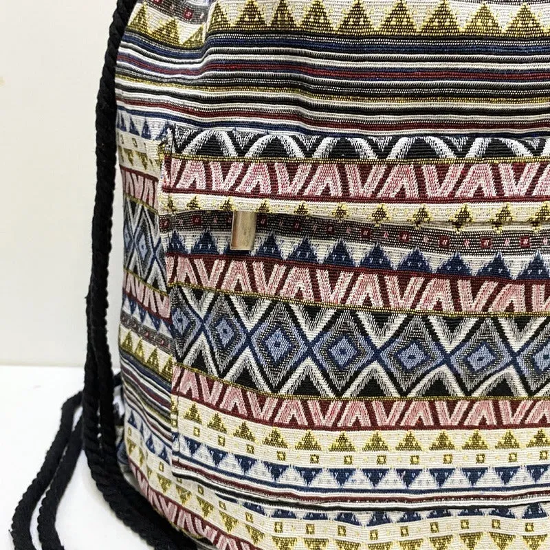 Original Simplicity lightweight literary style backpack with geometric pattern in jacquard fabric