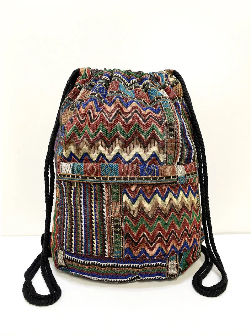 Original Simplicity lightweight literary style backpack with geometric pattern in jacquard fabric