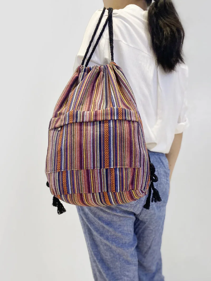 Original Simplicity lightweight literary style backpack with geometric pattern in jacquard fabric