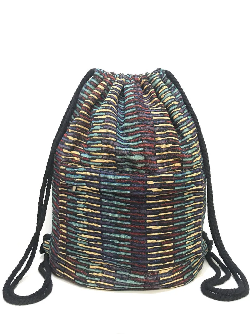 Original Simplicity lightweight literary style backpack with geometric pattern in jacquard fabric