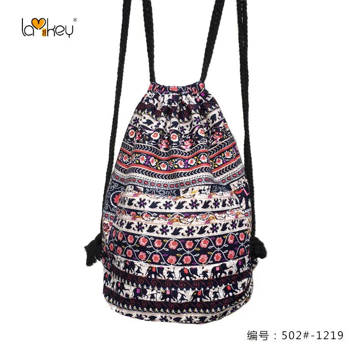 Original Simplicity lightweight literary style backpack with geometric pattern in jacquard fabric