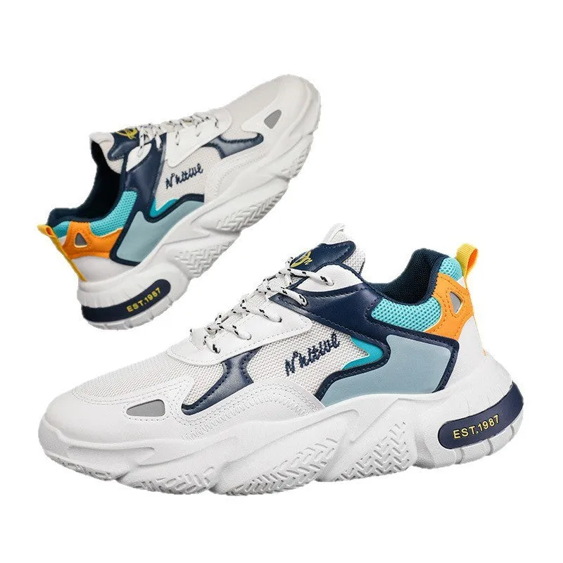 Men's casual sneakers with height-increasing insole, soft sole, round toe, PU upper, available in beige red