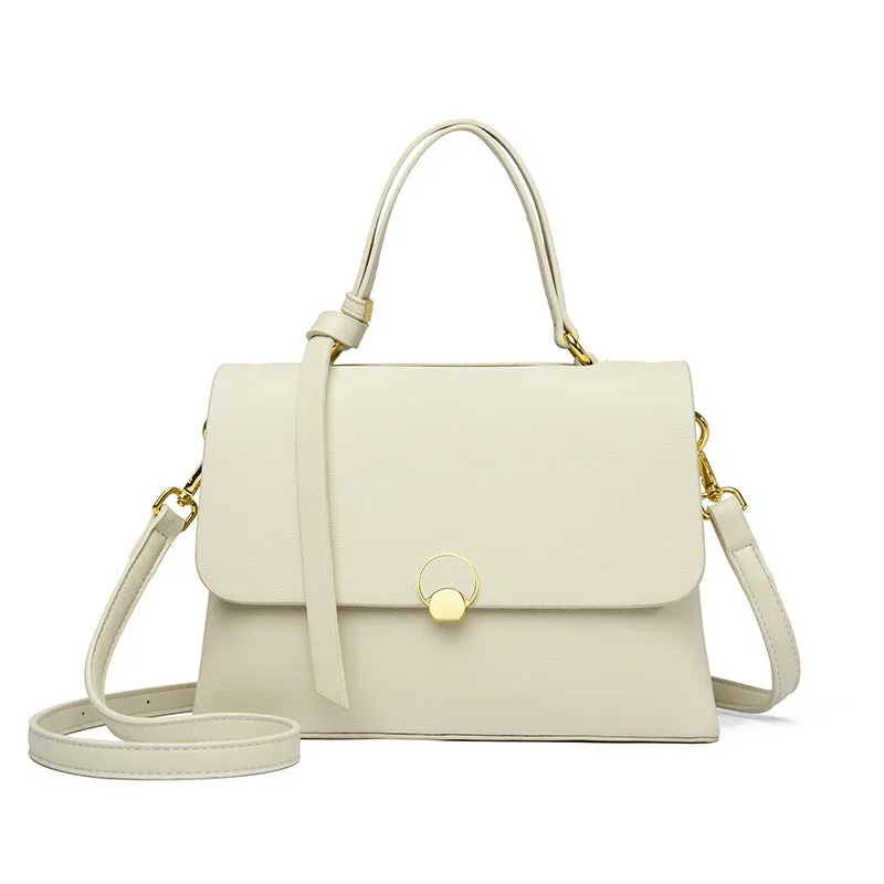 PU crossbody handbag in beige with sewing line detail and single shoulder strap