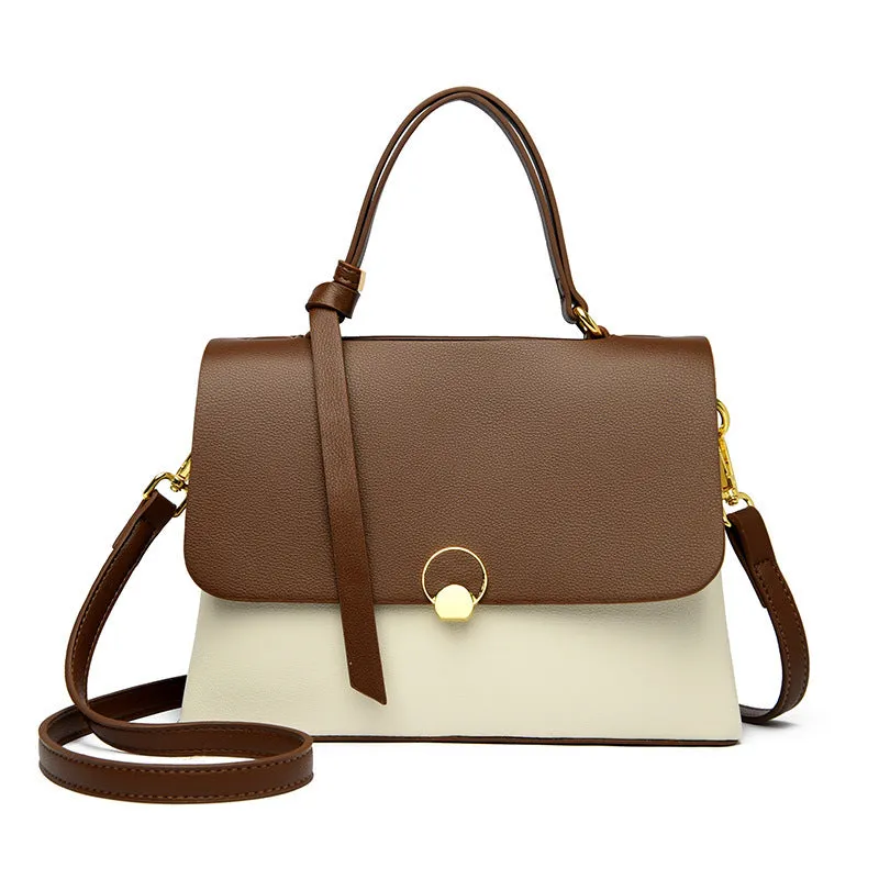 PU crossbody handbag in beige with sewing line detail and single shoulder strap