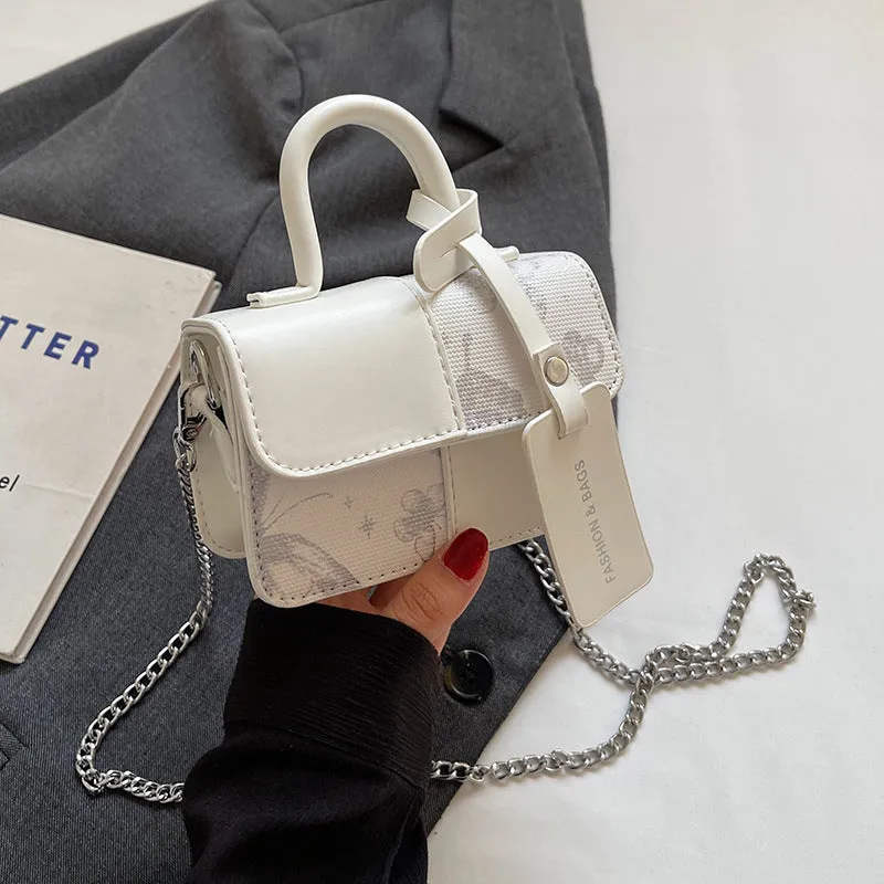 Portable stitching crossbody bag in khaki large size, soft polyester, sandwich pocket design