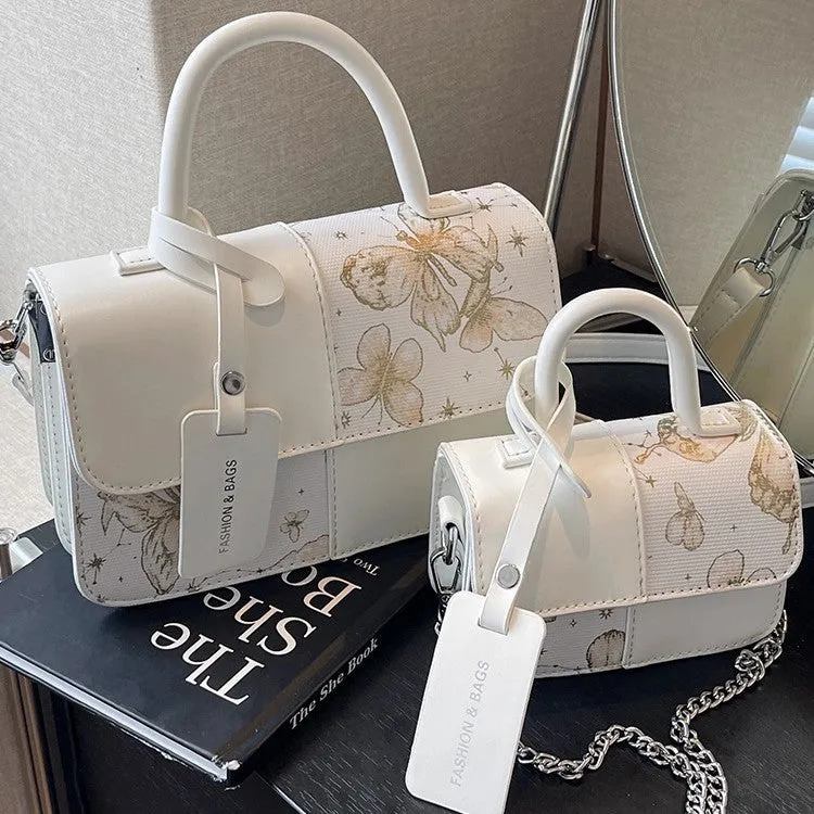 Portable stitching crossbody bag in khaki large size, soft polyester, sandwich pocket design