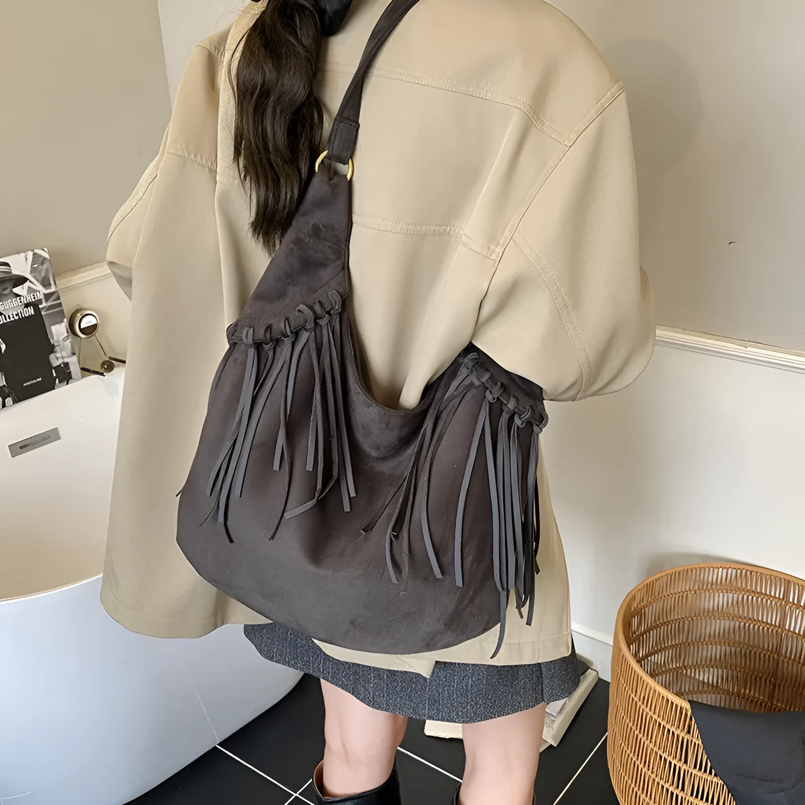 Soft leather dumpling bag messenger bag for women retro crossbody black brown coffee colour