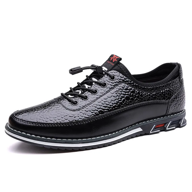 Men's fashion casual one pedal loafer in black artificial PU with rubber sole and flat heel