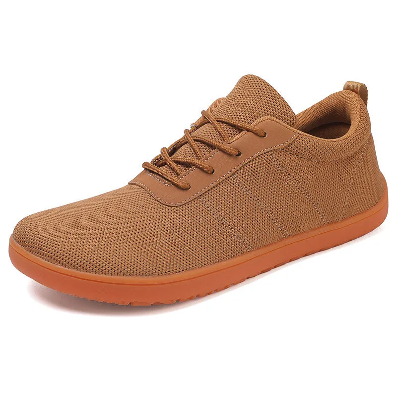 Men's wide fit walking shoes with Flyknit upper in black, green, camel, or white with rubber sole