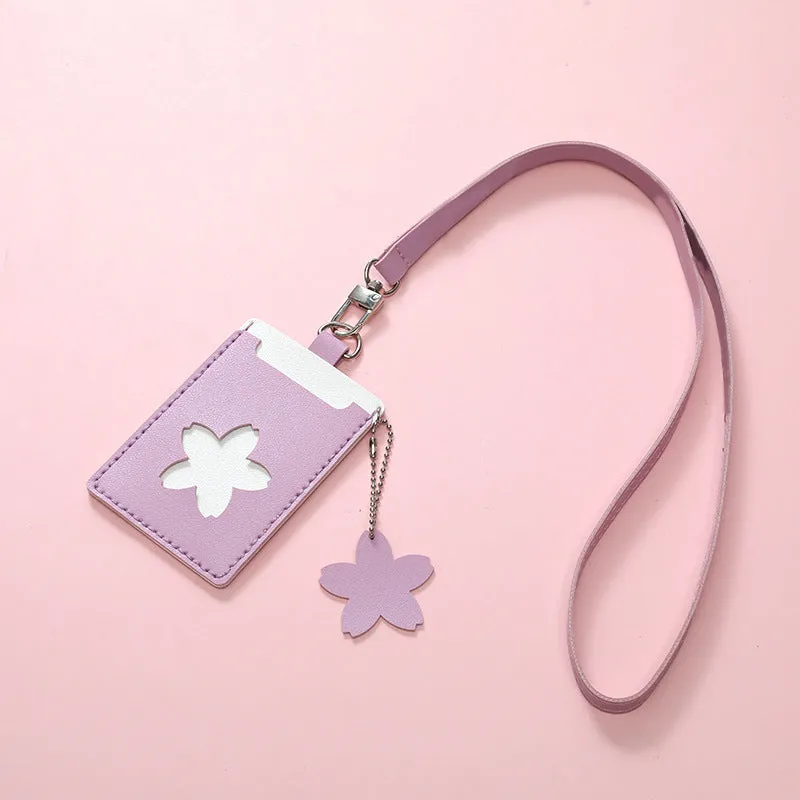 Handmade DIY cartoon cute PU card holder with lanyard in woven contrast colours