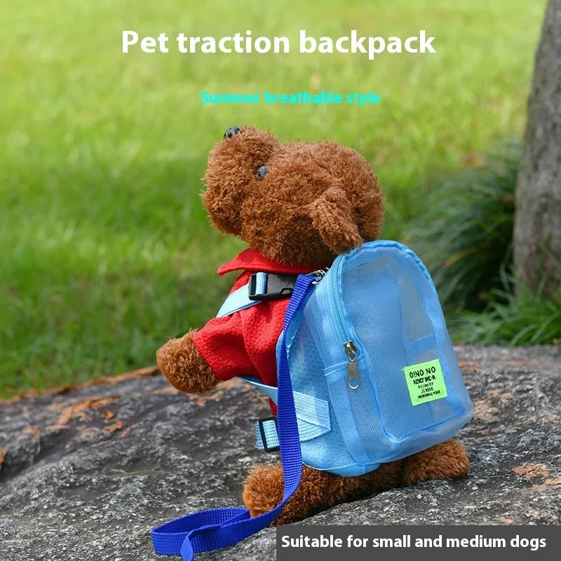Solid colour dog backpack storage bag in polyester canvas construction