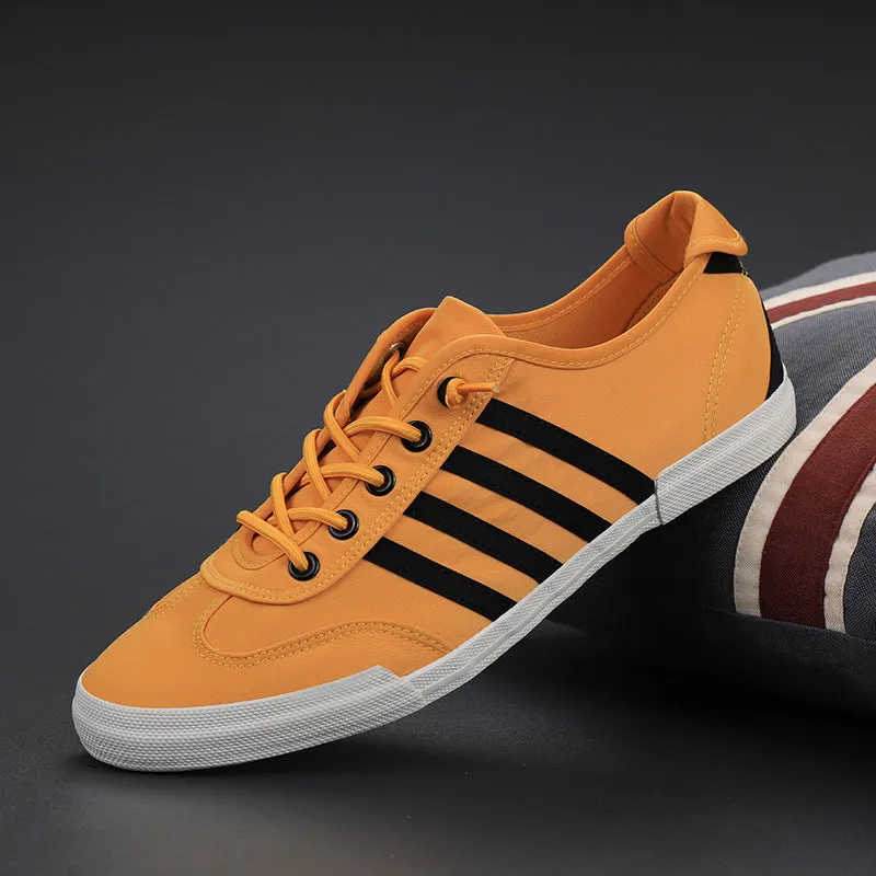 Men's lace up casual canvas shoes low top flat heel rubber sole round toe front lace-up available in multiple colours sizes 38 to 44