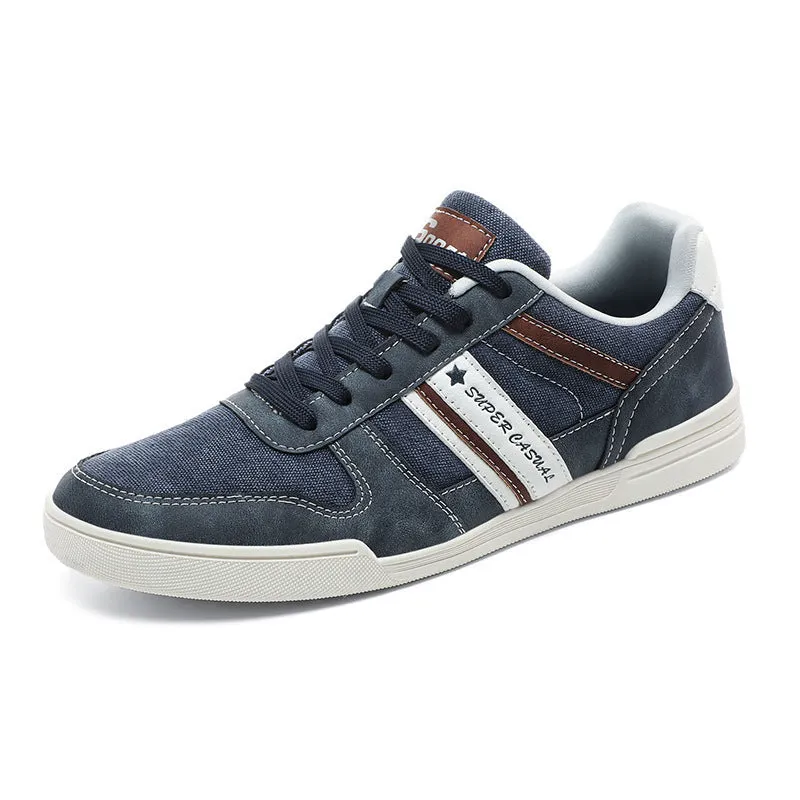 Men's breathable denim low top sports shoes in army green with TPR sole and mesh lining