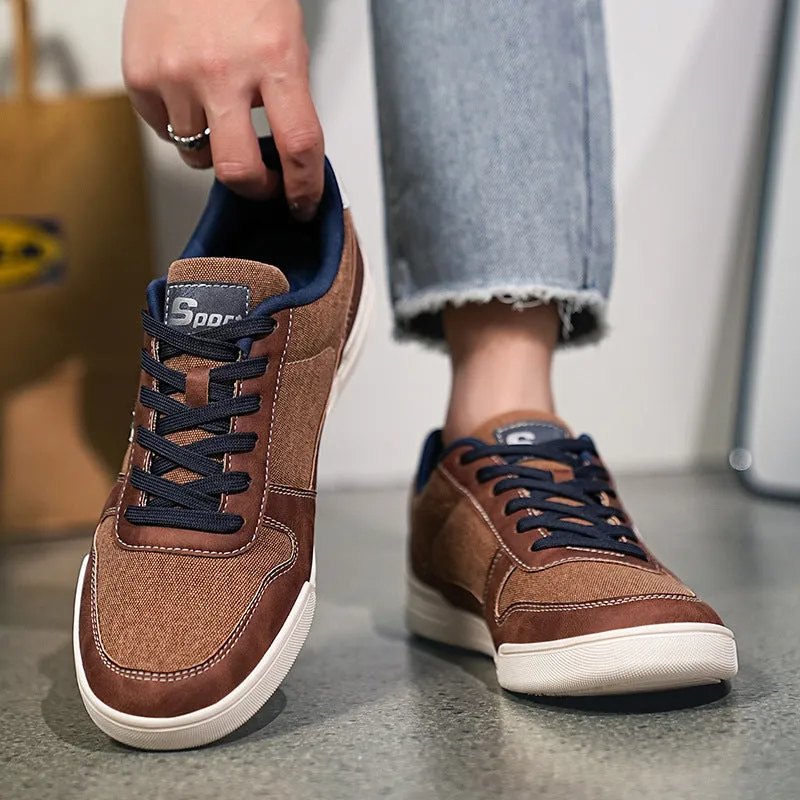 Men's breathable denim low top sports shoes in army green with TPR sole and mesh lining