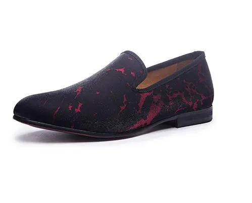 Men's breathable handmade low-top casual shoes in claret red with cloth upper and low-top design
