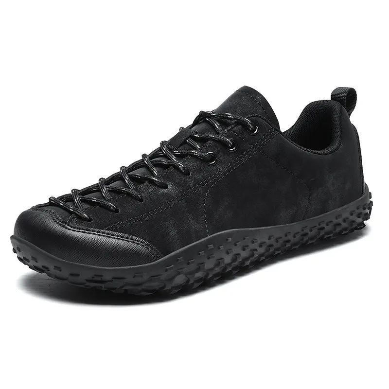 Large size German training shoes in beige with wide toe box, mesh upper, and rubber sole